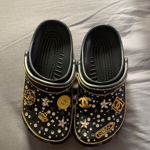 Stylish Black and Gold Kids Clogs